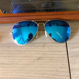 Ray Ban aviator sunglasses blue and gold